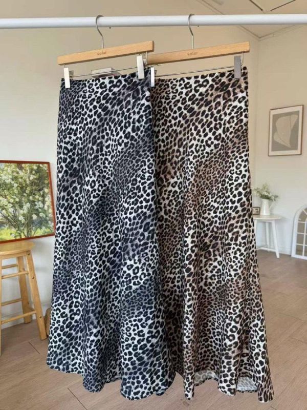 後鬆緊腰豹紋長裙 