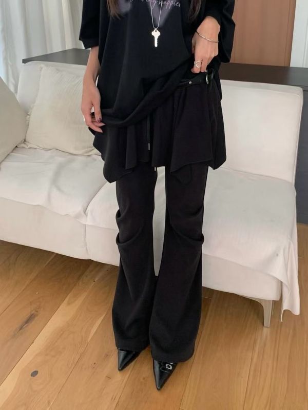 鬆緊腰假兩件褲裙 