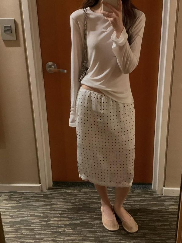 波點鬆緊腰半身裙 