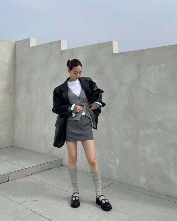 秋冬拼接西裝褲裙 