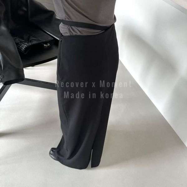 側腰造型綁帶西裝長裙 