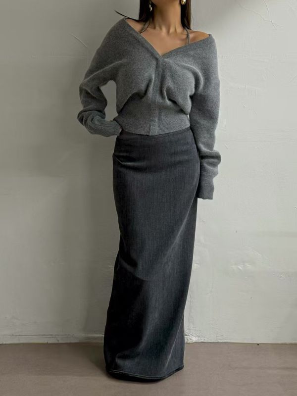 安哥拉羊毛繞脖上衣(羊毛65) 