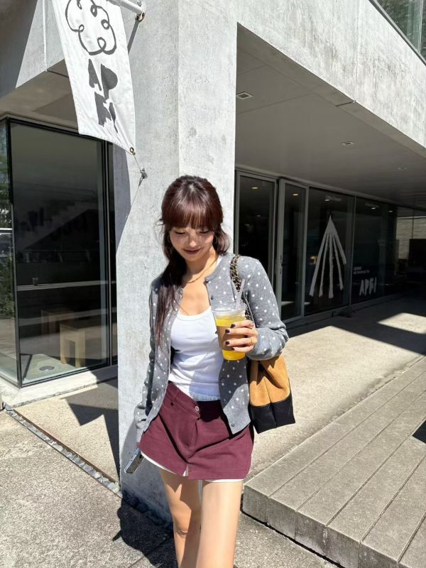 拼色腰頭斜紋布褲裙 