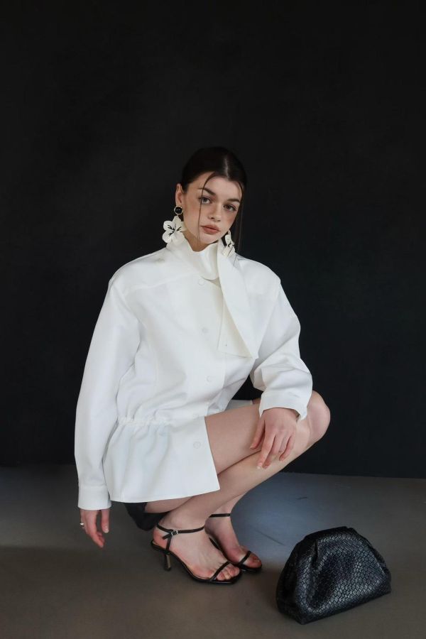 收腰立領風衣外套 