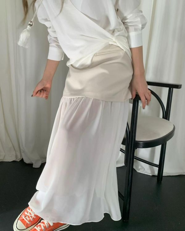 網紗拼接顯瘦長裙 