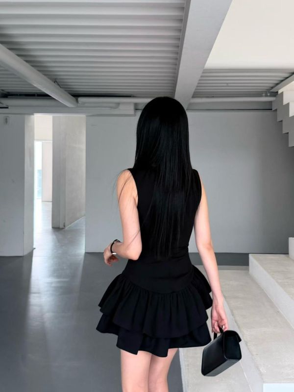 無袖雙層花邊洋裝(內含褲) 