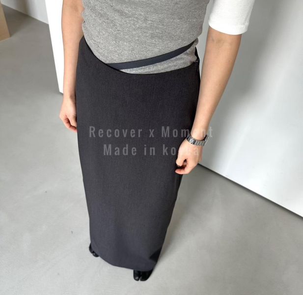 側腰造型綁帶西裝長裙 