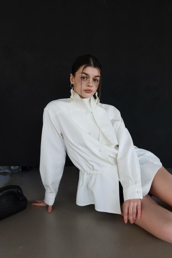 收腰立領風衣外套 