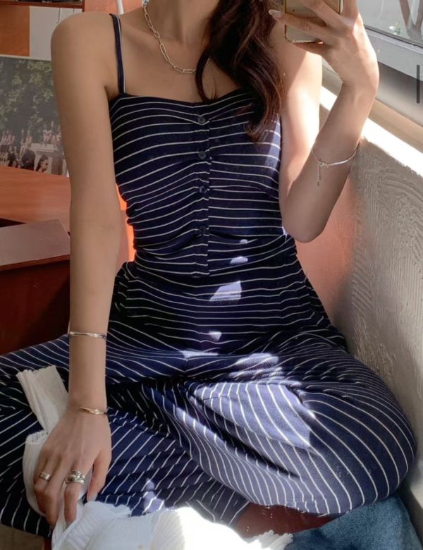 超顯瘦舒服條紋套裝(背心有帶罩杯) 