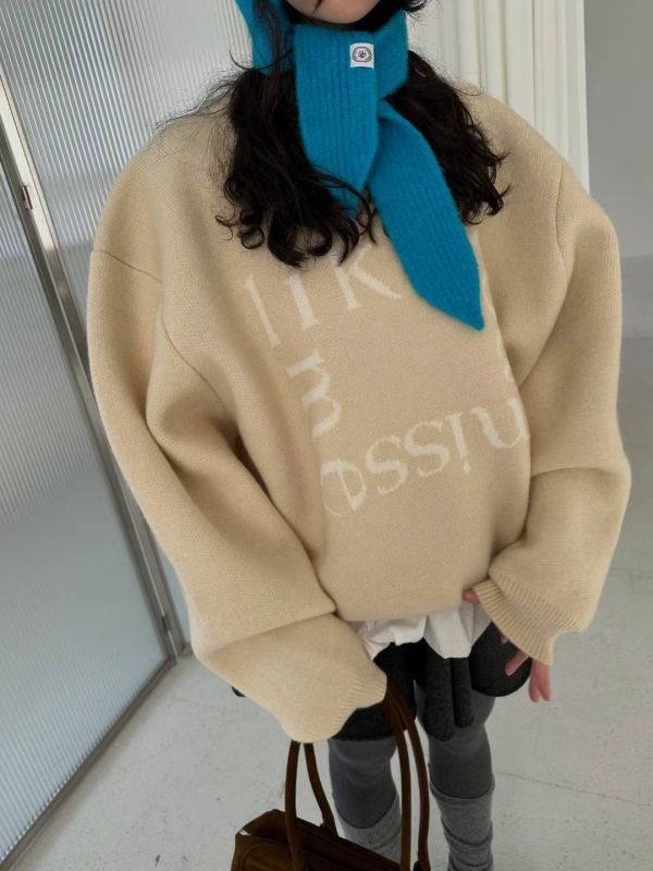 字母寬鬆針織毛衣 