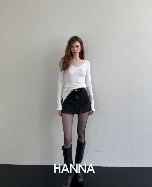 側開衩牛仔褲裙 