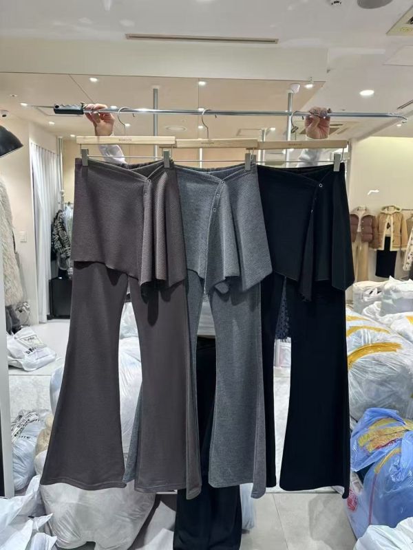 壓扣裙擺針織棉刷毛褲(裙襬可拆) 