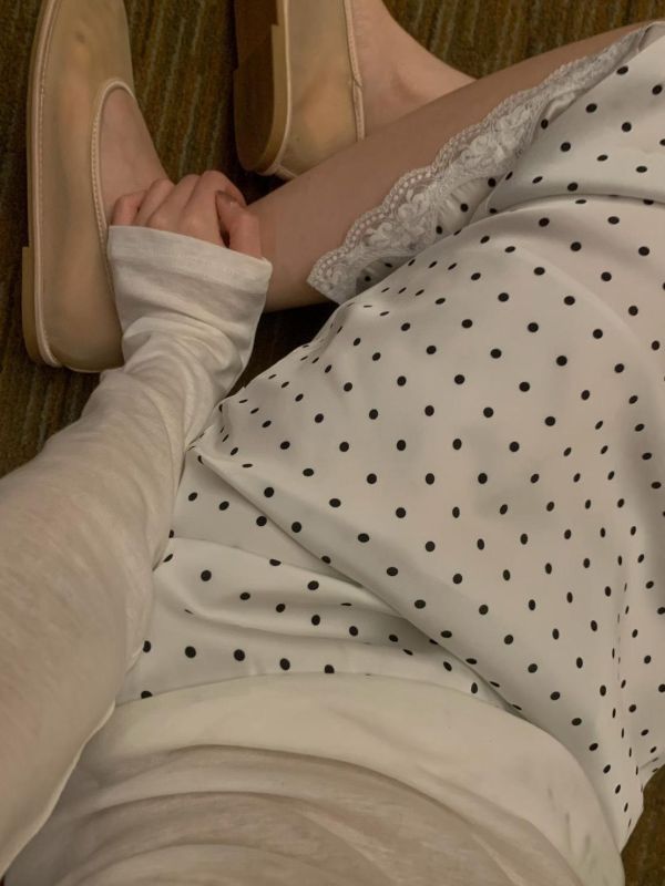 波點鬆緊腰半身裙 