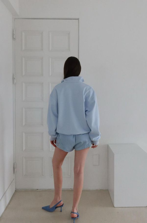 立領歐美風長袖上衣 