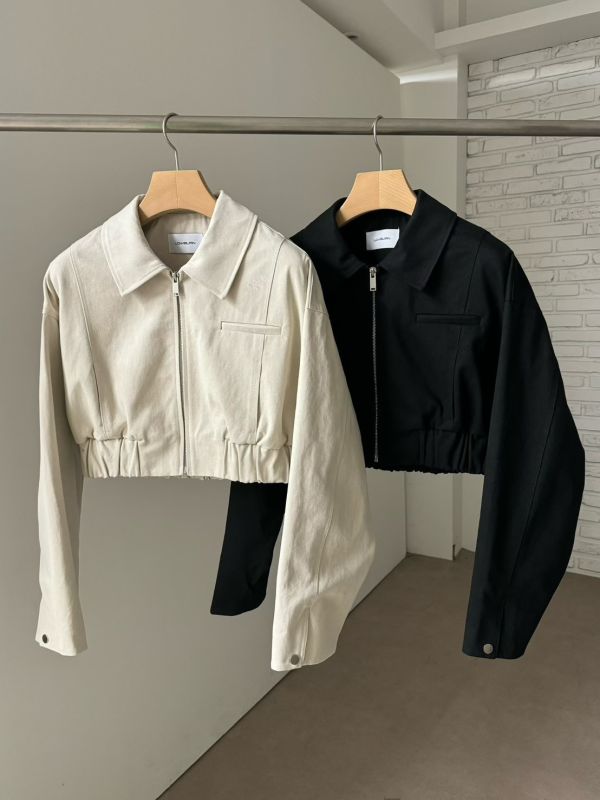 翻領牛仔短版外套 