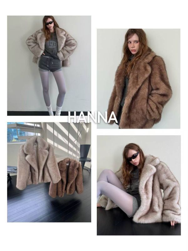翻領皮草毛絨外套 