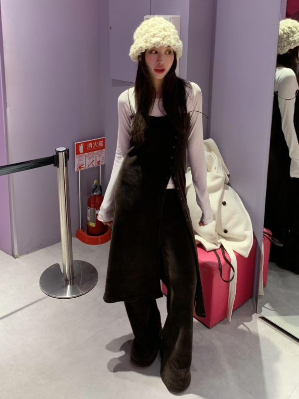 針織長版背心/顯瘦針織休閒褲 