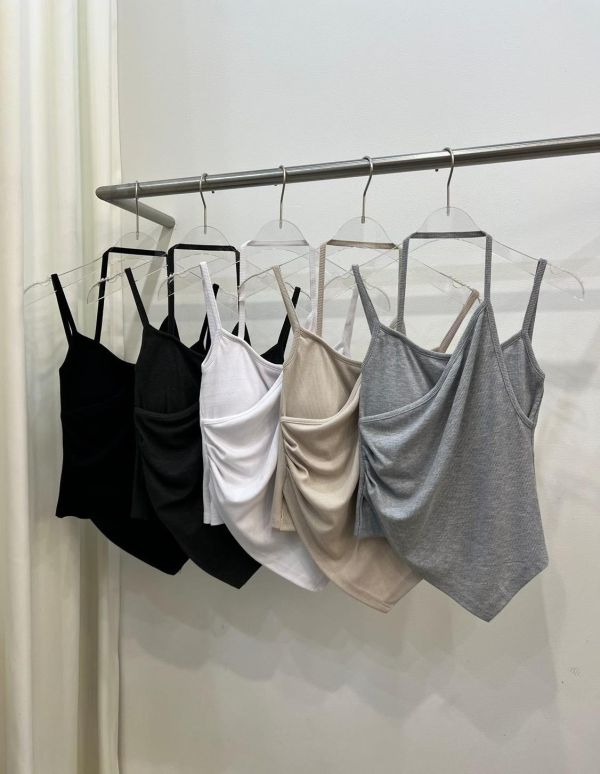 掛脖含胸墊不規則吊帶背心 