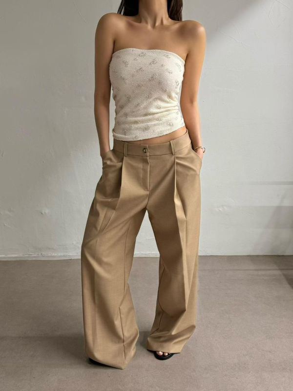 打摺西裝直筒褲 