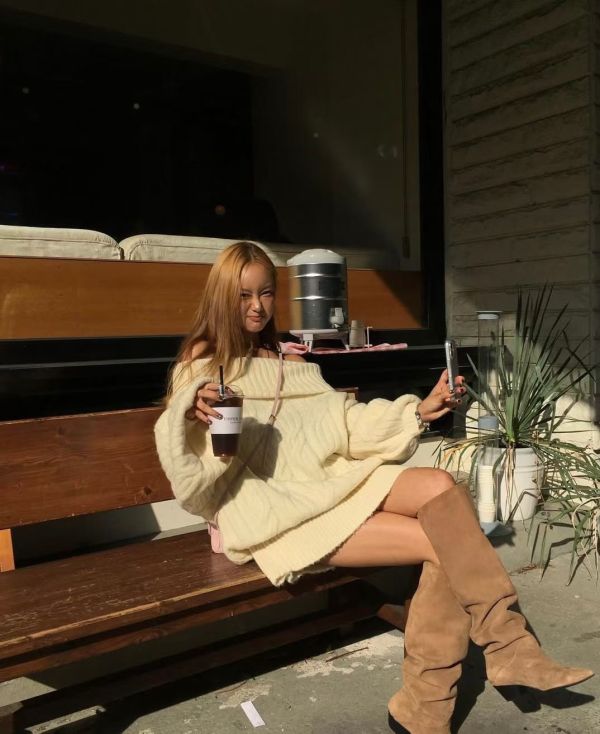 一字領麻花寬鬆毛衣上衣 