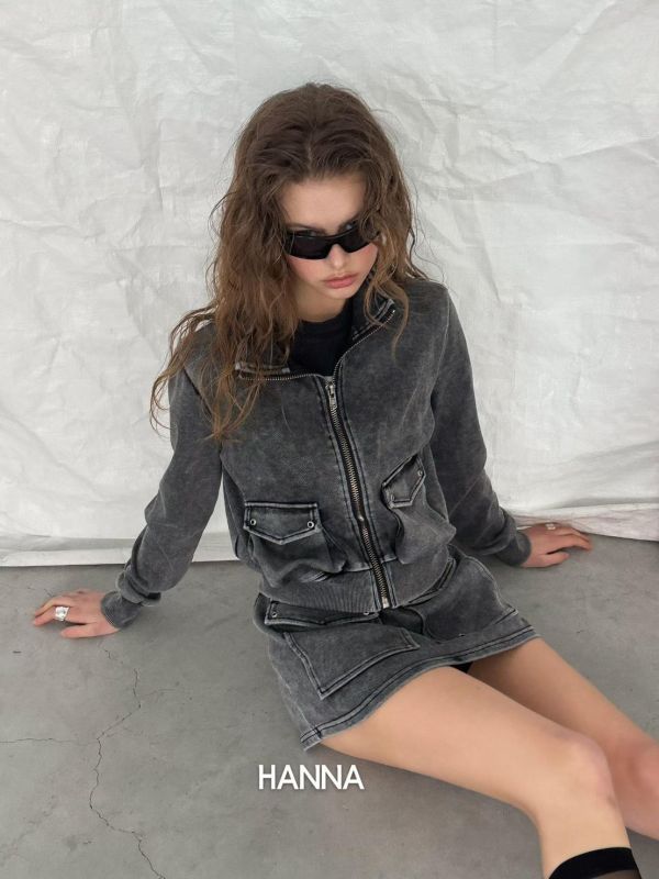 水洗棉外套+前口袋短裙Set 