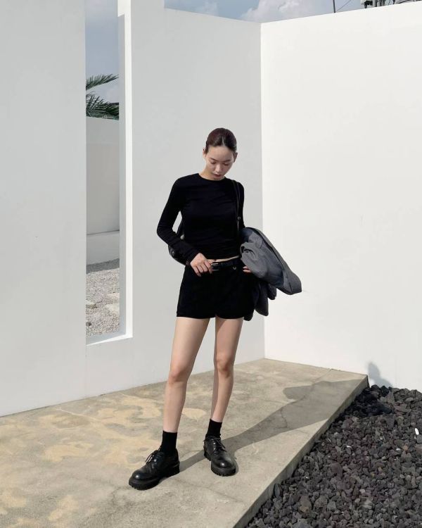 復古雙層麂皮絨短褲裙 