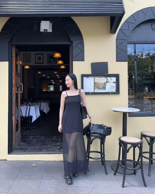 下拼紗細肩長洋 