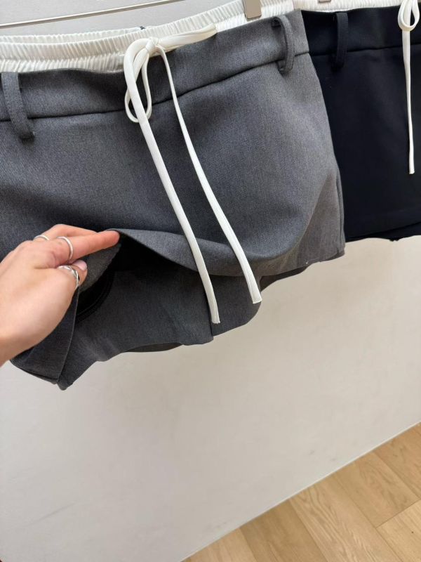 綁帶腰頭西裝短褲裙 