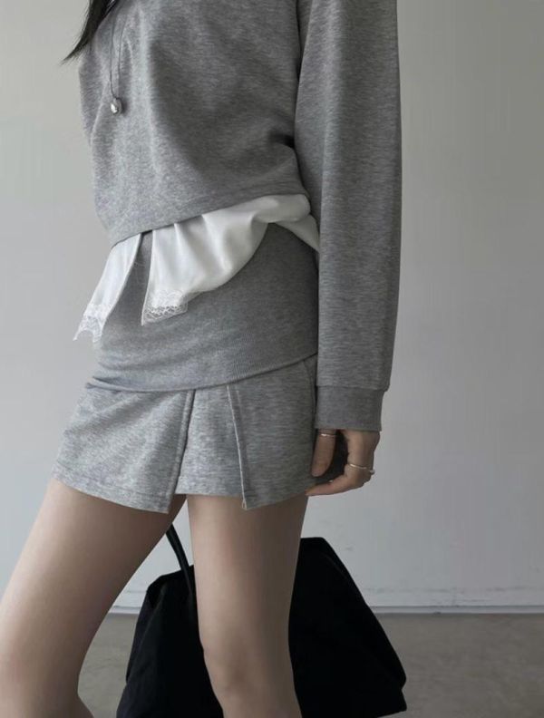 長袖上衣+褲裙SET 