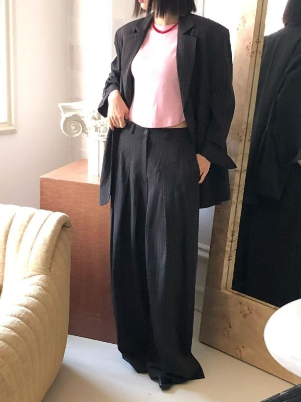 長腿落地寬版西裝長褲 