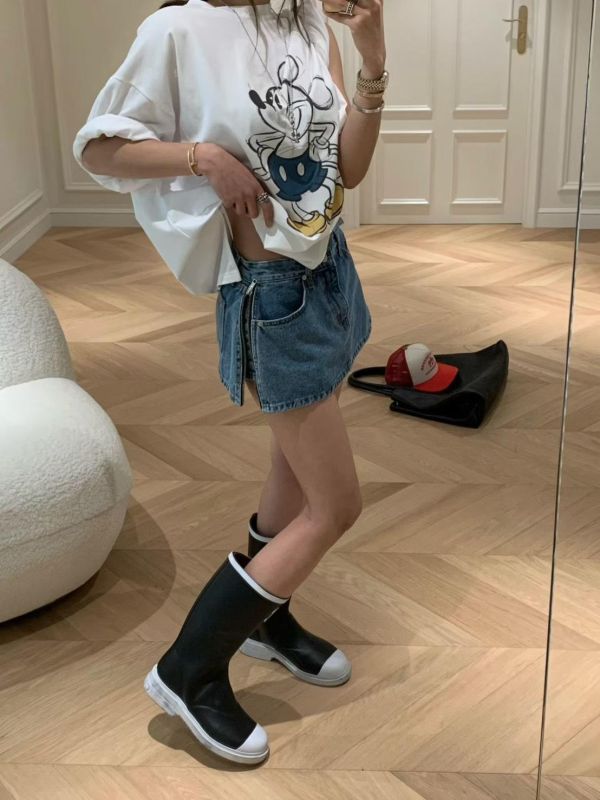 側拉鍊迷你牛仔短褲裙 