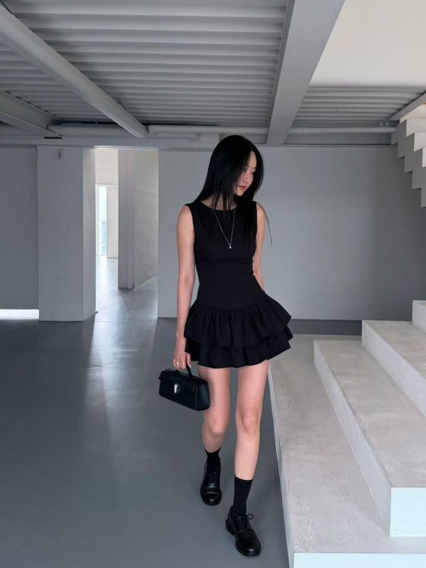 無袖雙層花邊洋裝(內含褲) 