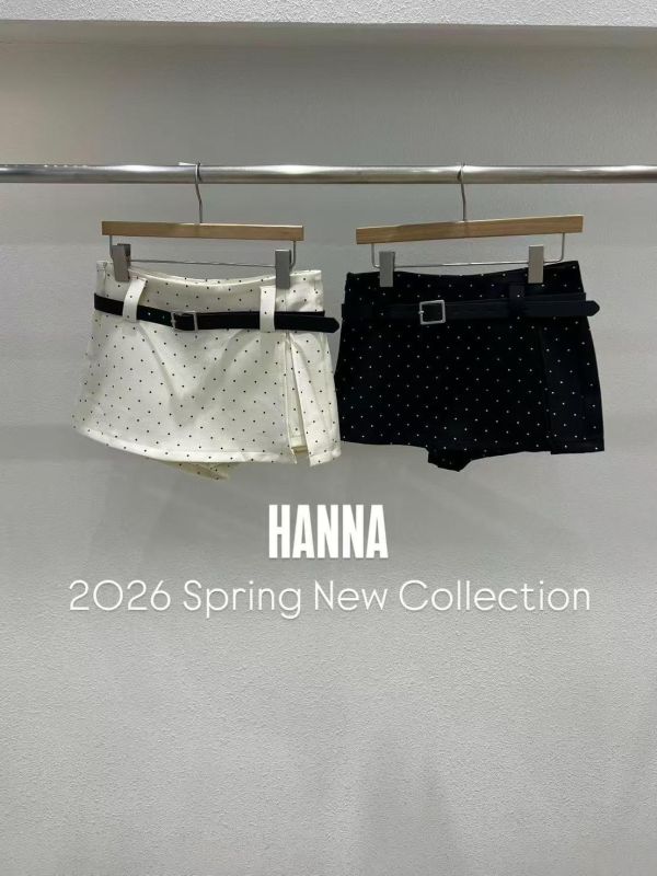 點點單邊開衩褲裙(附腰帶) 