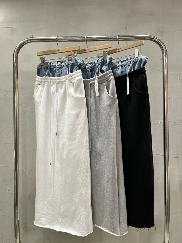 牛仔拼接抽繩棉質長裙 