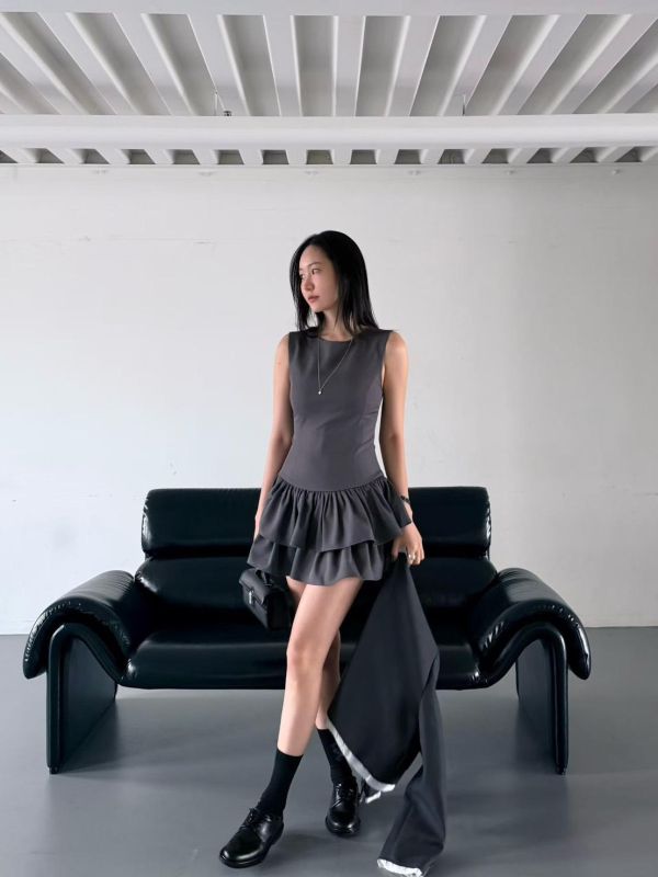 無袖雙層花邊洋裝(內含褲) 