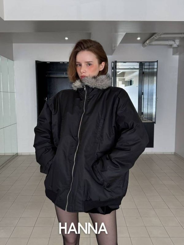 率性毛領毛絨寬鬆外套 