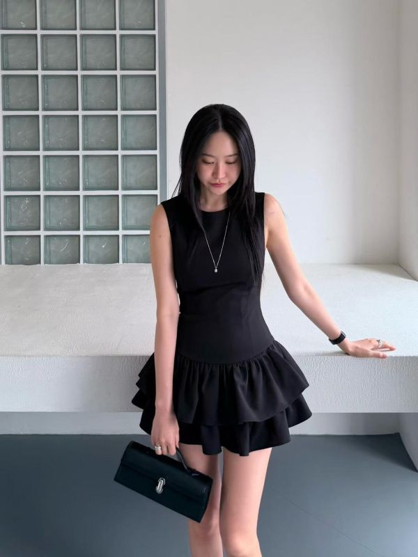 無袖雙層花邊洋裝(內含褲) 