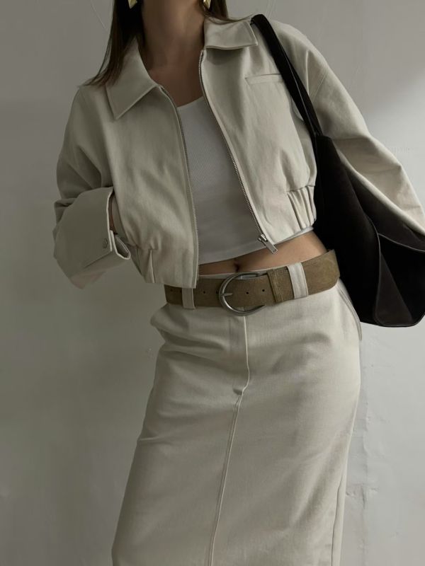 翻領牛仔短版外套 