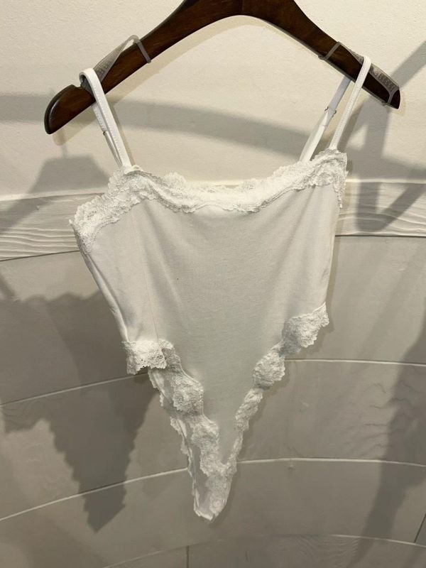 細肩蕾絲滾邊高腰連體衣 