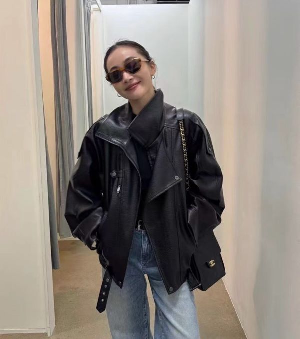 寬鬆百搭機車風衣外套 