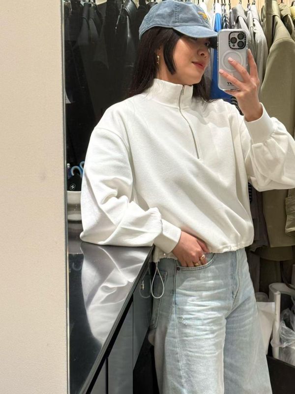 半拉鍊抽繩短款上衣 