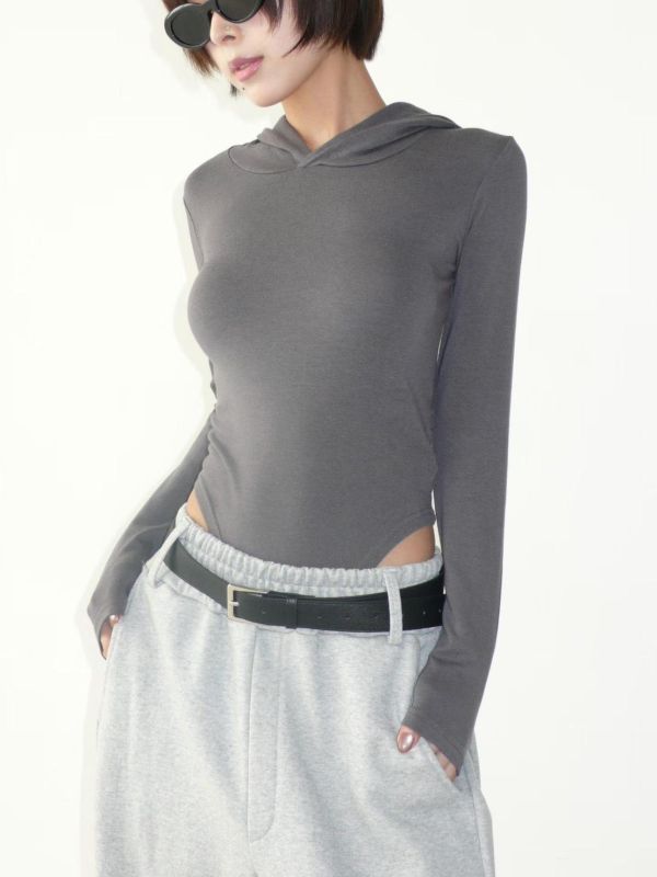 連帽彈性長袖連體衣 