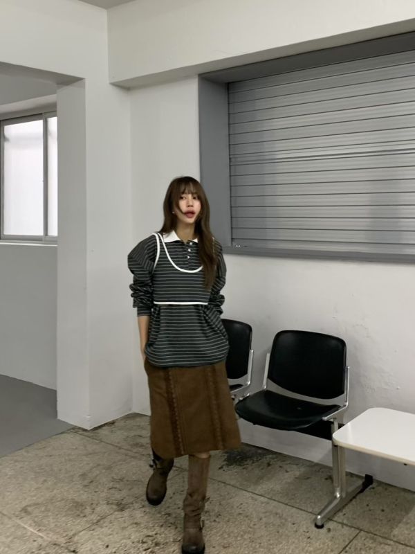 漸層蕾絲中長裙 