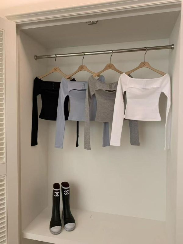 一字肩縷空性感上衣 