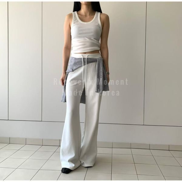 棉質休閒俐落直筒長褲 