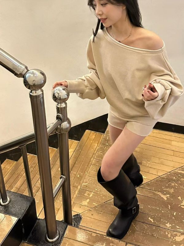 水洗斜肩衣+短褲SET 