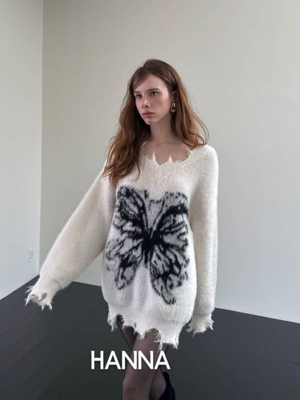 破損感蝴蝶毛料上衣 