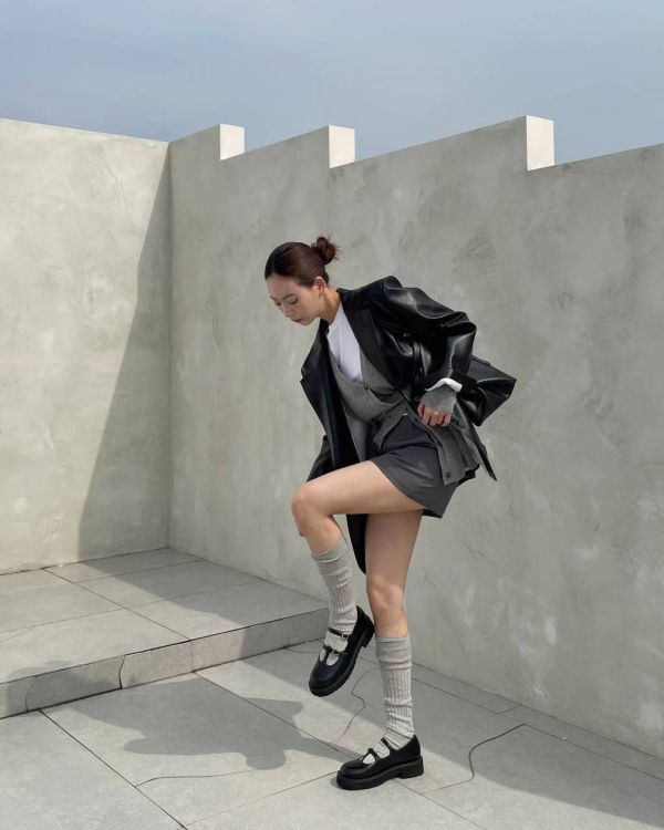 秋冬拼接西裝褲裙 