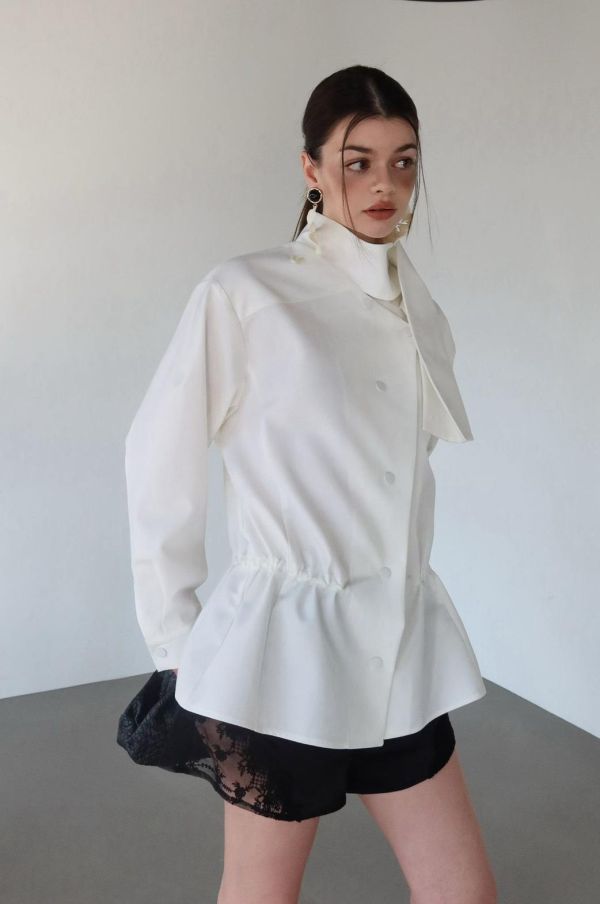 收腰立領風衣外套 