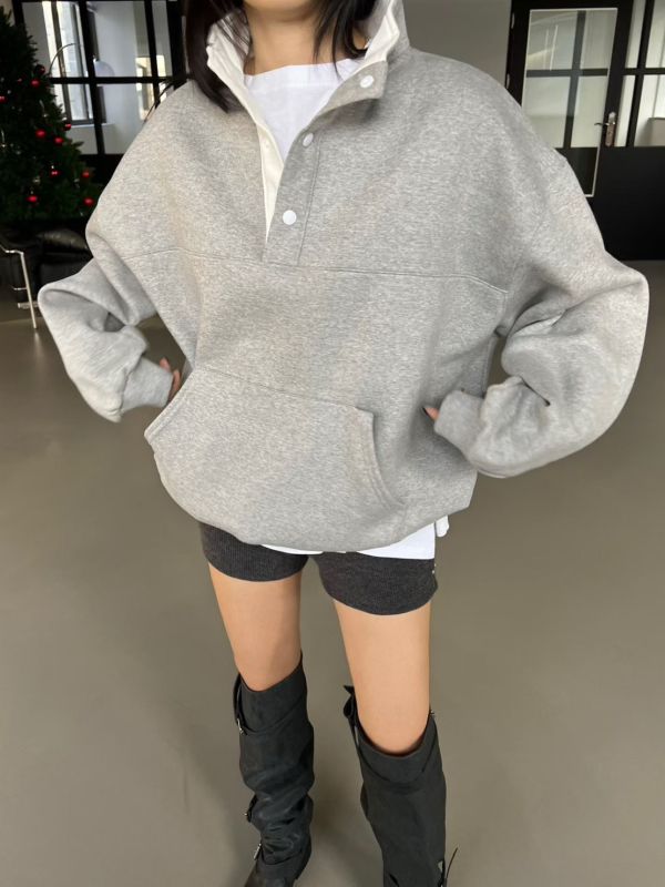 立領寬鬆休閒上衣 